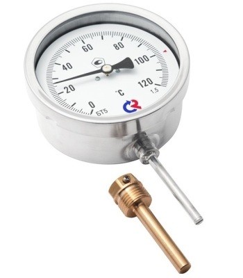 Термометр биметаллический радиальный 0-120 гр