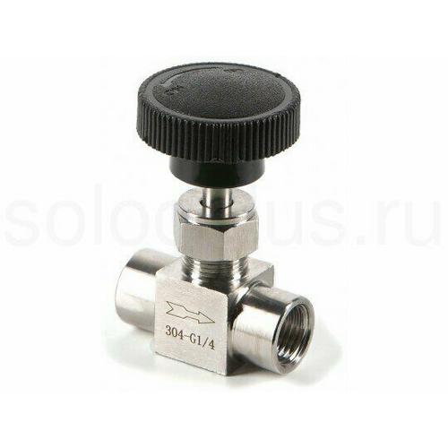 Кран игольчатый стальной резьба 1/4'' мама-мама